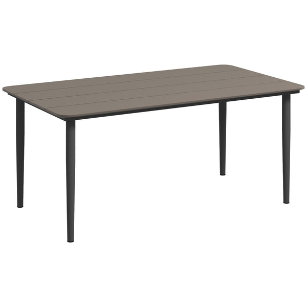 Garden Table, Outdoor Dining Table for 6 People, 160 x 90 x 74 cm, with Rust Resistant Metal Frame, WPC Top, for Balcony, Terrace, Dark Grey