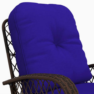 Rattan Rocking Chair, Outdoor Wicker Patio Rocker Chair Furniture with Thick Cushions, for Garden Backyard Porch, Dark Blue