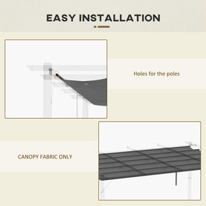 Retractable Pergola Shade Cover, Replacement Canopy Fabric for 4 x 3 (m) Pergola, Gazebo Retractable Roof, Dark Grey