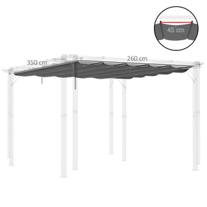 Retractable Pergola Shade Cover, Replacement Canopy Fabric for 4 x 3 (m) Pergola, Gazebo Retractable Roof, Dark Grey