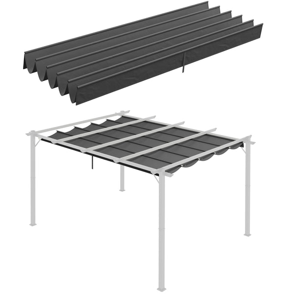 Retractable Pergola Shade Cover, Replacement Canopy Fabric for 4 x 3 (m) Pergola, Gazebo Retractable Roof, Dark Grey