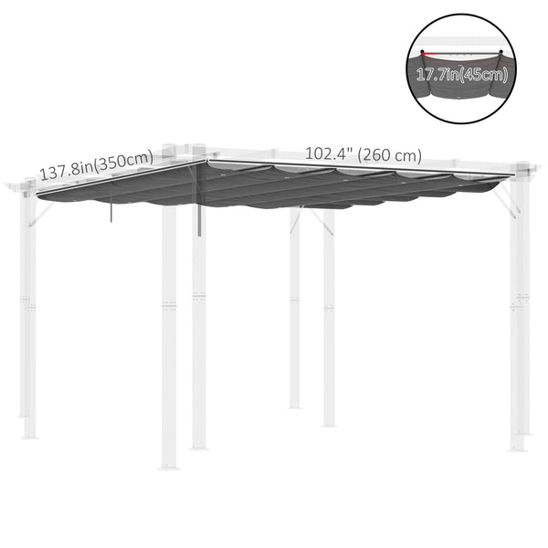 Retractable Replacement Pergola Canopy for 10' x 13' Pergola, Pergola Cover Replacement, Dark Grey