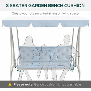 Porch Swing Cushion Garden Bench Cushion with Backrest, Non-Slip 3-Seater Thick Pad, Swing Chair Mat Replacement for Indoor and Outdoor, 59.1" x 38.6", Light Blue
