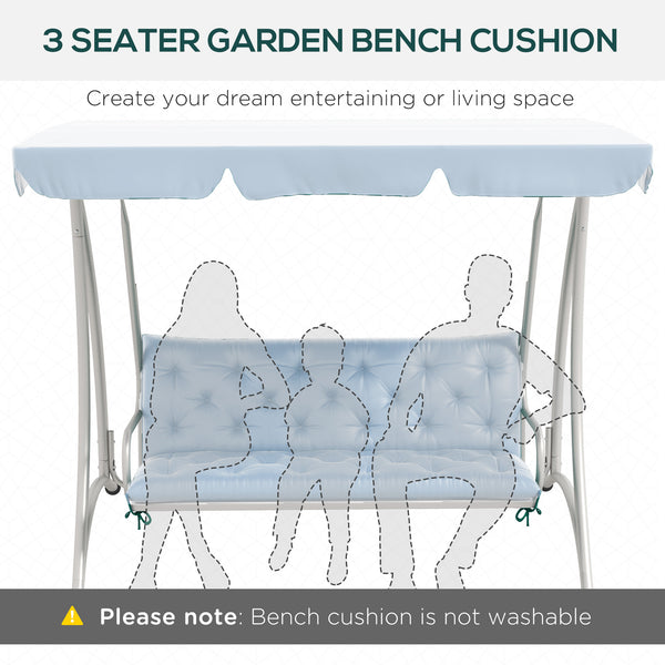 Porch Swing Cushion Garden Bench Cushion with Backrest, Non-Slip 3-Seater Thick Pad, Swing Chair Mat Replacement for Indoor and Outdoor, 59.1" x 38.6", Light Blue