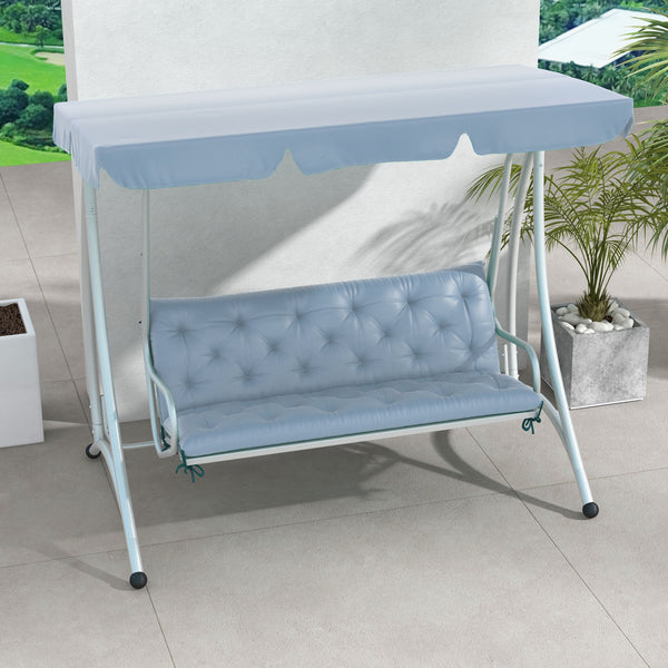 Porch Swing Cushion Garden Bench Cushion with Backrest, Non-Slip 3-Seater Thick Pad, Swing Chair Mat Replacement for Indoor and Outdoor, 59.1" x 38.6", Light Blue