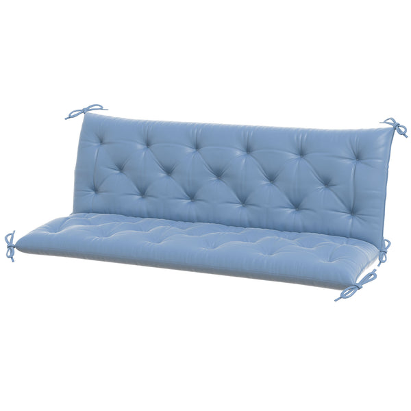Porch Swing Cushion Garden Bench Cushion with Backrest, Non-Slip 3-Seater Thick Pad, Swing Chair Mat Replacement for Indoor and Outdoor, 59.1" x 38.6", Light Blue