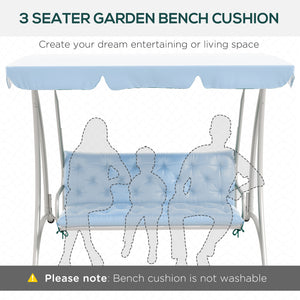 Porch Swing Cushion Garden Bench Cushion with Backrest, Non-Slip 3-Seater Thick Pad, Swing Chair Mat Replacement for Indoor and Outdoor, 59.1" x 38.6", Light Blue