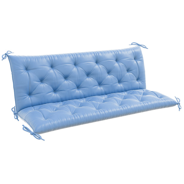 Porch Swing Cushion Garden Bench Cushion with Backrest, Non-Slip 3-Seater Thick Pad, Swing Chair Mat Replacement for Indoor and Outdoor, 59.1" x 38.6", Light Blue