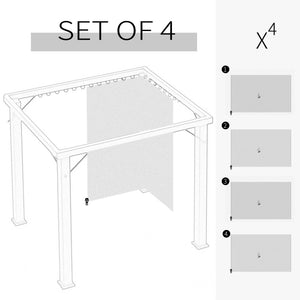 10' x 12' Universal Gazebo Sidewall Set with 4 Panels, Hooks/C-Rings Included for Pergolas & Cabanas, Beige