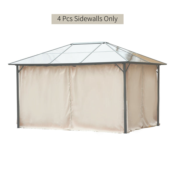 10' x 12' Universal Gazebo Sidewall Set with 4 Panels, Hooks/C-Rings Included for Pergolas & Cabanas, Beige