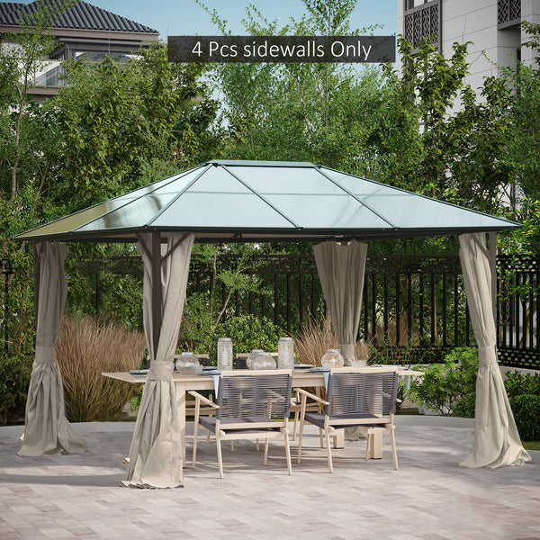 10' x 12' Universal Gazebo Sidewall Set with 4 Panels, Hooks/C-Rings Included for Pergolas & Cabanas, Beige