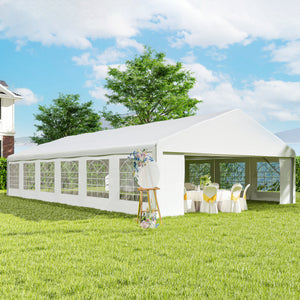 23 x 39 ft Heavy Duty Party Tent Outdoor Gazebo Wedding Tent Event Shelter Carport BBQ with Removable Sidewalls & Windows, Outside Waterproof Canopy for Parties, White
