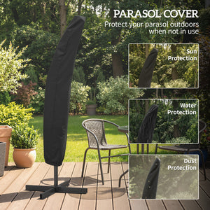 3 m Cantilever Parasol with Umbrella Weights, Cross Base, Offset Outdoor Umbrella with Protective Cover, Crank Handle, Hanging Sun Shade, Blue