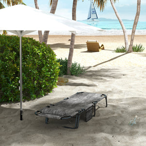 Folding Lounge Chair with 4-level Reclining Back, Outdoor Tanning Chair with Cushion, Sun Lounger with Breathable Mesh Fabric, Side Pocket, Headrest, Blue