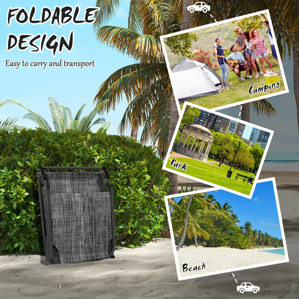 Folding Lounge Chair with 4-level Reclining Back, Outdoor Tanning Chair with Cushion, Sun Lounger with Breathable Mesh Fabric, Side Pocket, Headrest, Blue