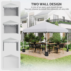 3 x 3 (M) Pop Up Gazebo, UPF 30+ with 2 Sidewalls, Leg Weight Bags and Wheeled Bag, Height Adjustable Party Tent Event Shelter for Garden, Patio, White