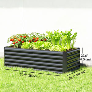 Galvanized Raised Garden Bed, 6' x 3' x 2' Outdoor Metal Planter Box, Standing Raised Bed for Growing Flowers, Herbs and Vegetables, Dark Grey