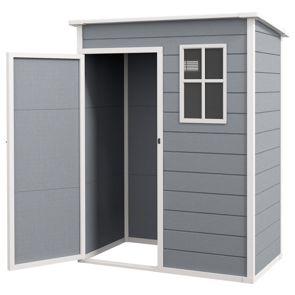 5 x 3FT Outdoor Storage Shed with Floor, Waterproof Garden Shed with Lockable Door, Window and Vent for Backyard, Lawn, Patio, Grey