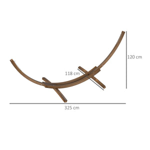 3(m) Wooden Hammock Stand, 1 Person Hammock Frame with Chain and Safety Buckles, Pine Wood Arc Stand for Garden, Patio, Outdoor and Indoor, Brown