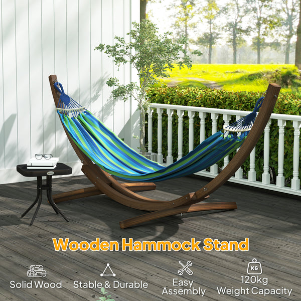 3(m) Wooden Hammock Stand, 1 Person Hammock Frame with Chain and Safety Buckles, Pine Wood Arc Stand for Garden, Patio, Outdoor and Indoor, Brown