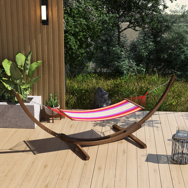 3(m) Wooden Hammock Stand, 1 Person Hammock Frame with Chain and Safety Buckles, Pine Wood Arc Stand for Garden, Patio, Outdoor and Indoor, Brown