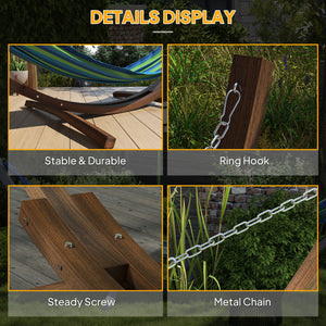 3(m) Wooden Hammock Stand, 1 Person Hammock Frame with Chain and Safety Buckles, Pine Wood Arc Stand for Garden, Patio, Outdoor and Indoor, Brown