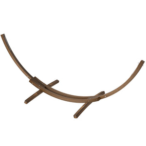 3(m) Wooden Hammock Stand, 1 Person Hammock Frame with Chain and Safety Buckles, Pine Wood Arc Stand for Garden, Patio, Outdoor and Indoor, Brown