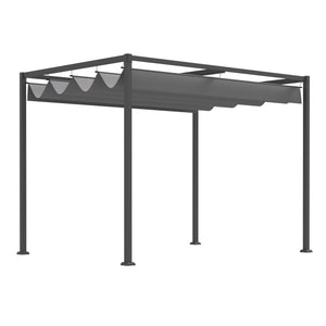 10' x 7' Patio Pergola with Retractable Canopy, Outdoor Sun Shelter, Yard Shade, Grey