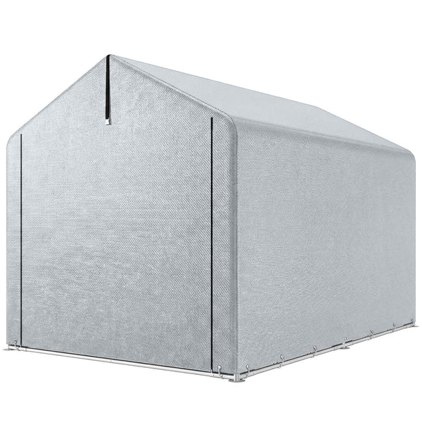 7' x 5' Portable Shed, Waterproof Bike Tent with Roll-up Zipper Door and Galvanized Steel Frame, Outdoor Storage Shed for Bike, Firewood, Garden Tools, Light Grey