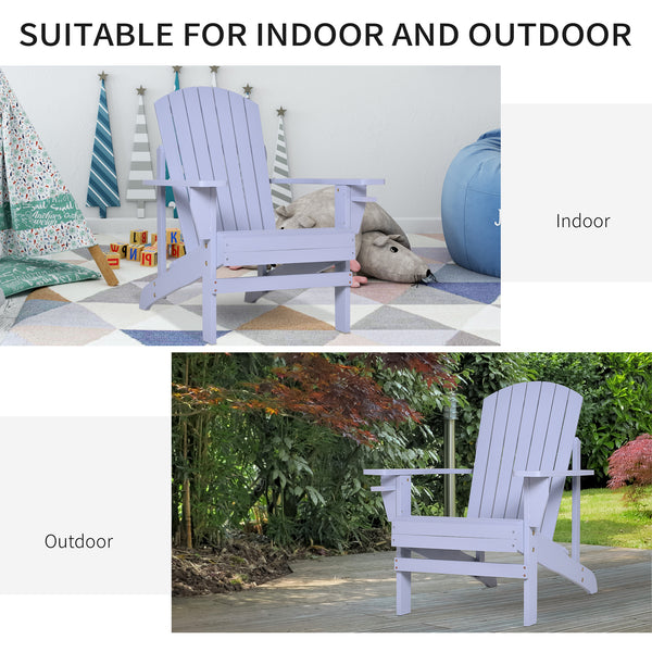 Classic Adirondack Chair Muskoka Chair, Garden Deck Chair with Cup Holder for Patio, Indoor, Backyard, Grey