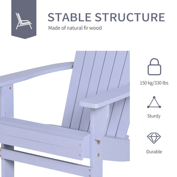 Classic Adirondack Chair Muskoka Chair, Garden Deck Chair with Cup Holder for Patio, Indoor, Backyard, Grey