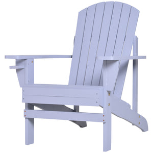 Classic Adirondack Chair Muskoka Chair, Garden Deck Chair with Cup Holder for Patio, Indoor, Backyard, Grey
