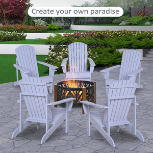 Classic Adirondack Chair Muskoka Chair, Garden Deck Chair with Cup Holder for Patio, Indoor, Backyard, Grey