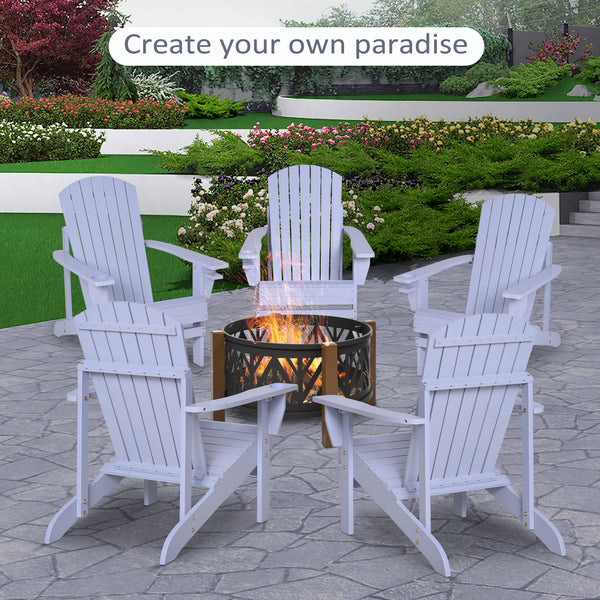 Classic Adirondack Chair Muskoka Chair, Garden Deck Chair with Cup Holder for Patio, Indoor, Backyard, Grey