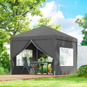 10'x10' Outdoor Pop Up Party Tent Gazebo Canopy with Carrying Bag (Grey)