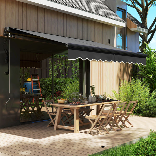 3 x 2.5m Electric Awning with Remote Controller, Aluminium Frame DIY Retractable Awning, UV30+ Sun Shade Canopy for Garden Patio Deck Door Window, Dark Grey
