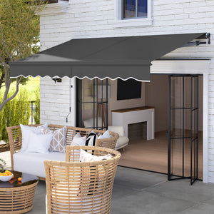 3 x 2.5m Electric Awning with Remote Controller, Aluminium Frame DIY Retractable Awning, UV30+ Sun Shade Canopy for Garden Patio Deck Door Window, Dark Grey