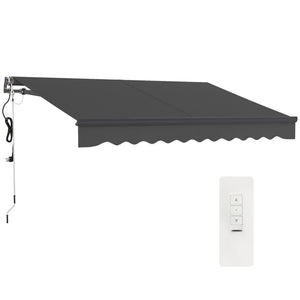 3 x 2.5m Electric Awning with Remote Controller, Aluminium Frame DIY Retractable Awning, UV30+ Sun Shade Canopy for Garden Patio Deck Door Window, Dark Grey