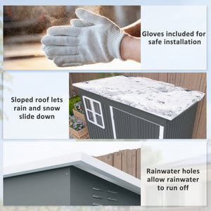 8.5 x 6ft Storage Shed Galvanised Steel Garden Shed, Metal Shed with Foundation Kit, Window, Lockable Wide Doors and Air Vents for Outdoor Patio, Dark Grey