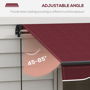  13' x 10' Retractable Awning, Patio Awning Sunshade Shelter with Manual Crank Handle, 280gsm UV Resistant Fabric and Aluminum Frame, for Balcony, Yard, Wine Red