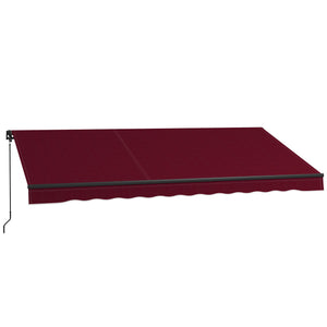  13' x 10' Retractable Awning, Patio Awning Sunshade Shelter with Manual Crank Handle, 280gsm UV Resistant Fabric and Aluminum Frame, for Balcony, Yard, Wine Red