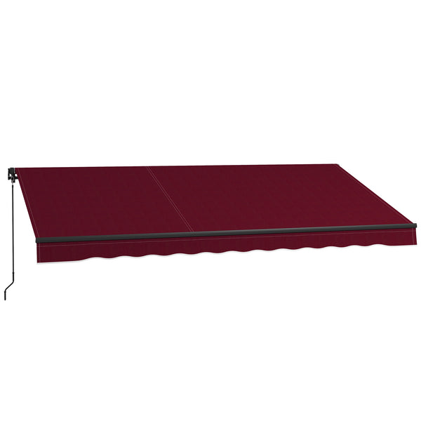  13' x 10' Retractable Awning, Patio Awning Sunshade Shelter with Manual Crank Handle, 280gsm UV Resistant Fabric and Aluminum Frame, for Balcony, Yard, Wine Red