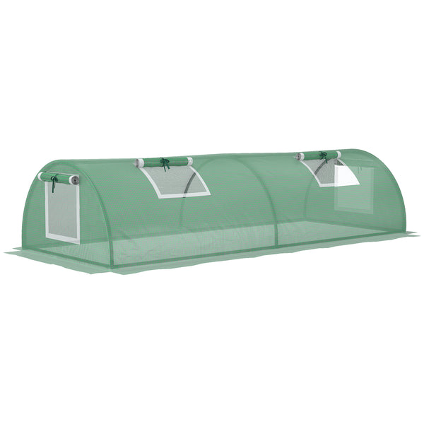 7' x 3' x 2' Portable Mini Greenhouse, Tunnel Growing Tent Plants Flower Warm House with 5 Mesh Windows and Steel Frame, for Garden, Patio, Backyard, Green