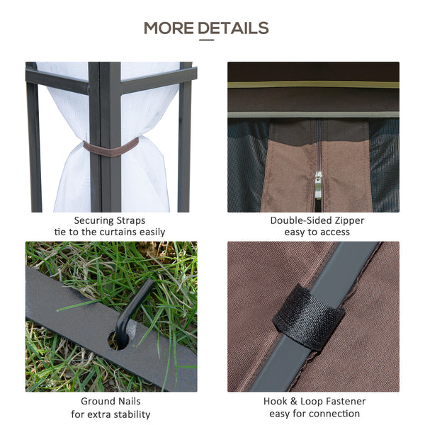 3 x 3(m) Patio Gazebo Canopy Garden Pavilion Tent Shelter with 2 Tier Roof and Mosquito Netting, Steel Frame, Coffee