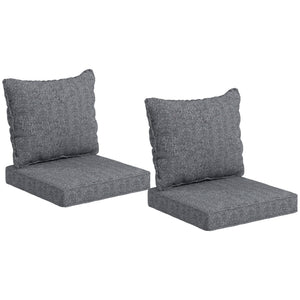 4-Piece Patio Chair Cushions Pillows with Backrest, Seat Replacement Patio Cushions Set for Indoor Outdoor Garden Furniture, Grey