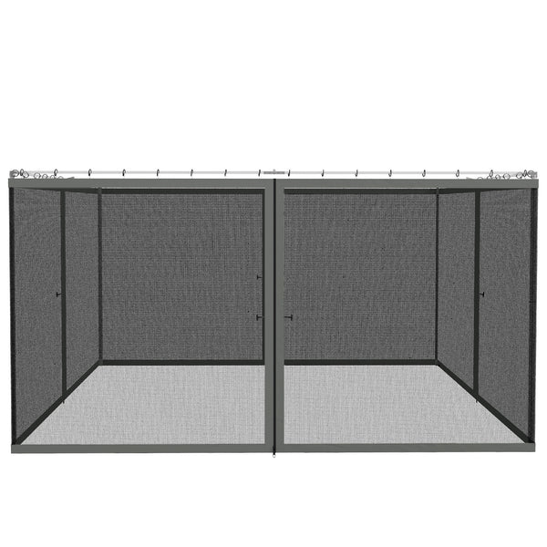 Replacement Mosquito Netting for Gazebo 10' x 13' Black Screen Walls for Canopy with Zippers for Parties and Outdoor Activities, Dark Grey