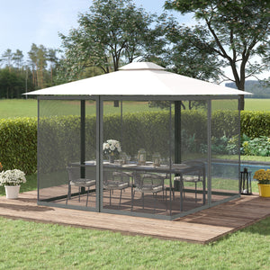 Replacement Mosquito Netting for Gazebo 10' x 13' Black Screen Walls for Canopy with Zippers for Parties and Outdoor Activities, Dark Grey