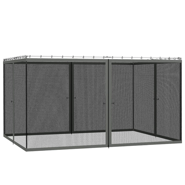 Replacement Mosquito Netting for Gazebo 10' x 13' Black Screen Walls for Canopy with Zippers for Parties and Outdoor Activities, Dark Grey