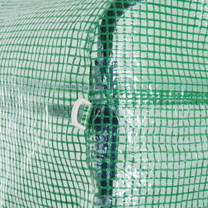 3 x 3 x 2 m Polytunnel Greenhouse with Roll-up Side Walls, Walk-in Grow House Tent with Steel Frame, Reinforced Cover, Zipped Door and 6 Mesh Windows for Garden, Green