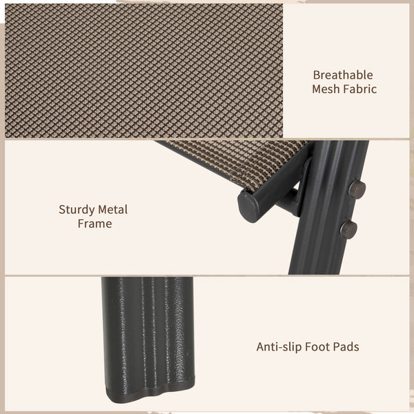 4 Pieces Garden Chairs, Stackable Outdoor Chairs with High Backrest and Armrest, Breathable Mesh Fabric Dining Chair Set of 4, Dark Grey